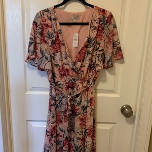 Loft outlet floral dress Medium NWT blush pink
